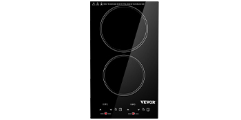 VBGK Placa de cocina eléctrica, estufa eléctrica radiante integrada de 12  pulgadas, estufa eléctrica de 110 V 2100 W con 2 quemadores, 9 niveles de