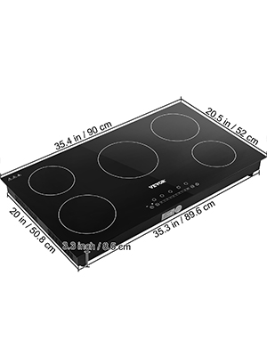 BENTISM Electric Induction Cooktop Built-in Stove Top 35in 5 Burners 220V 