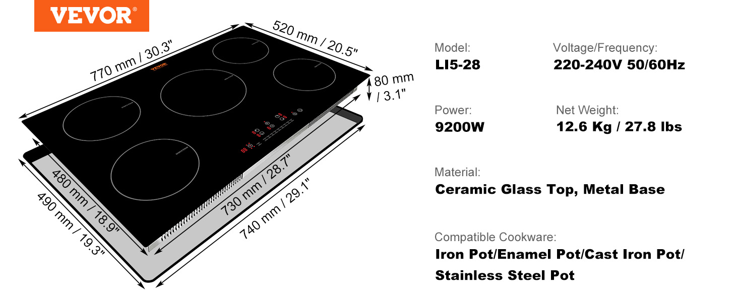 Electric Cooktop,30 in,5 burners