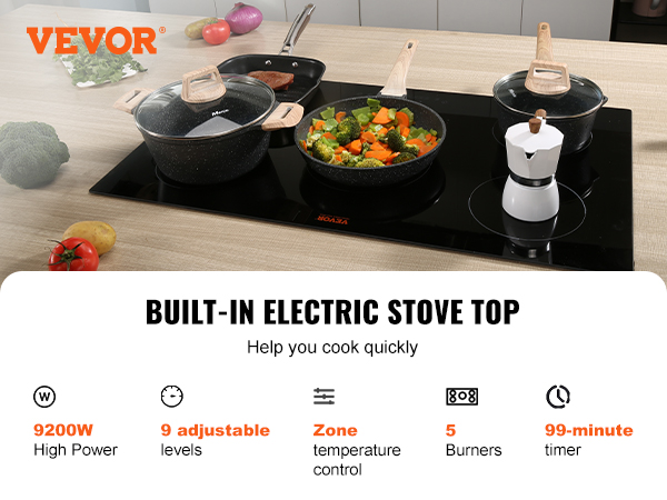 VEVOR 35.4 in. x 20.5 in. Built-in Induction Electric Stove Top