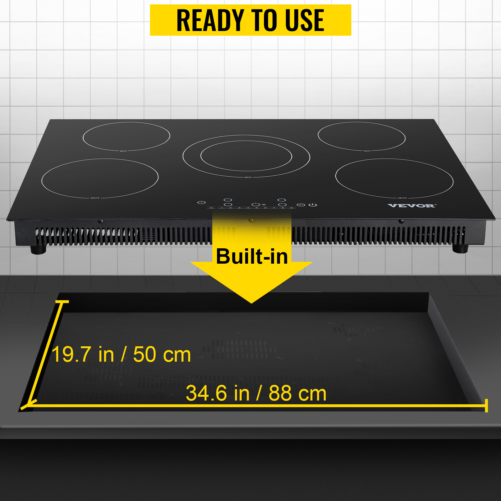 VEVOR Built in Electric Stove Top 35.4 x 20.5 in. 5-Burners Ceramic Glass  Radiant Cooktop with Timer and Child Lock QRSDTLY36220VJJ8QV4 - The Home  Depot