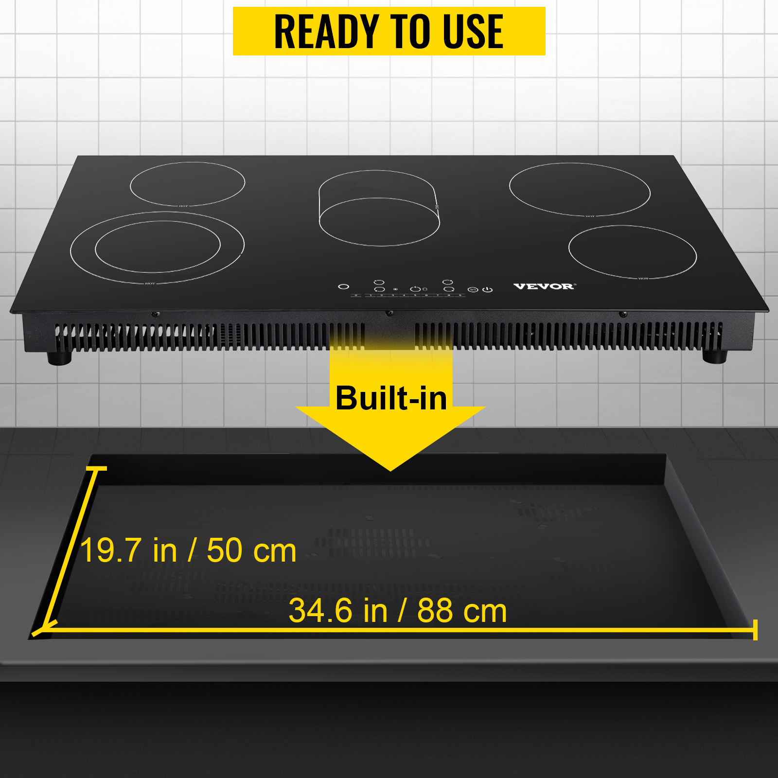 VEVOR Built in Electric Stove Top 35.4 x 20.5 in. 5-Burners
