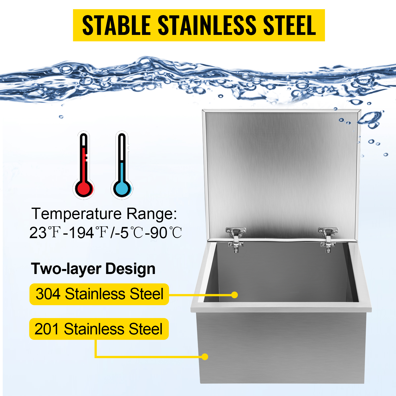 Drop in Cooler,Cover,Stainless Steel