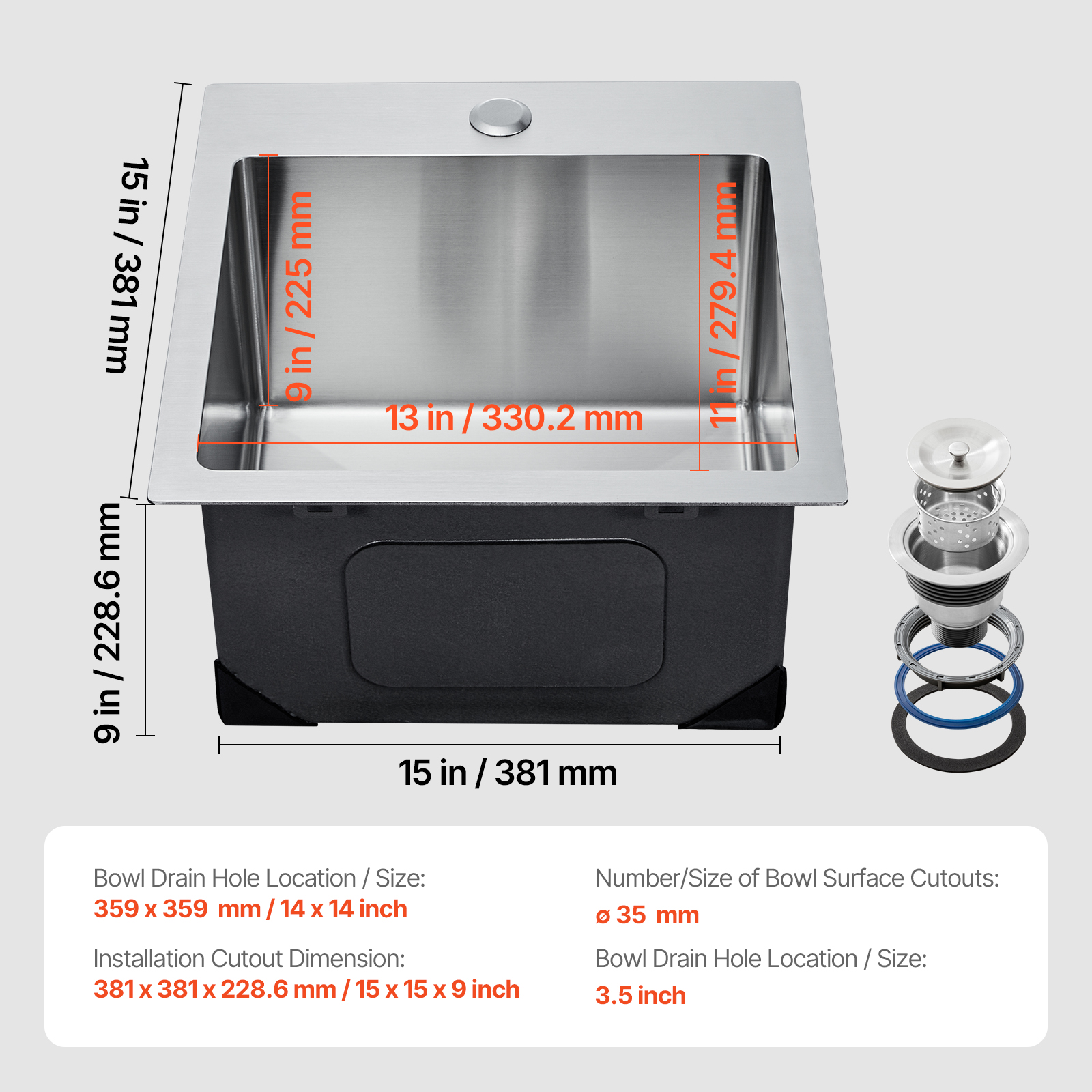 Drop In Kitchen Sink Top Mount 15/25/30/33 inch Single Bowl Stainless Steel - Picture 57 of 62