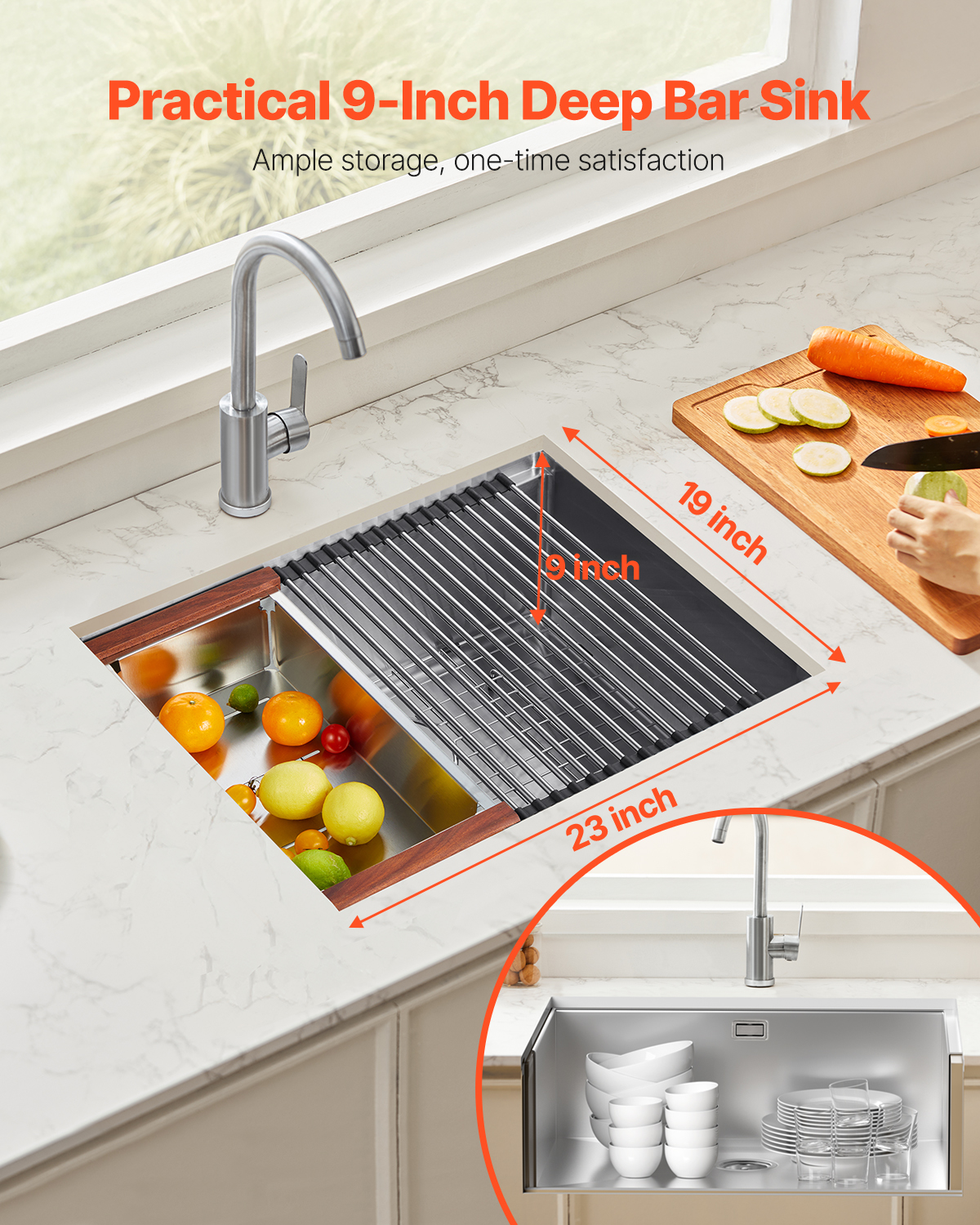 Drop in Undermount Kitchen Sink Single/Double Bowl Stainless 23"/27"/30"/32"/33" - Picture 76 of 86