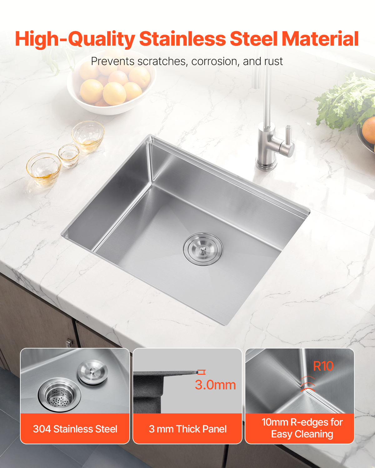 Drop in Undermount Kitchen Sink Single/Double Bowl Stainless 23"/27"/30"/32"/33" - Picture 77 of 86