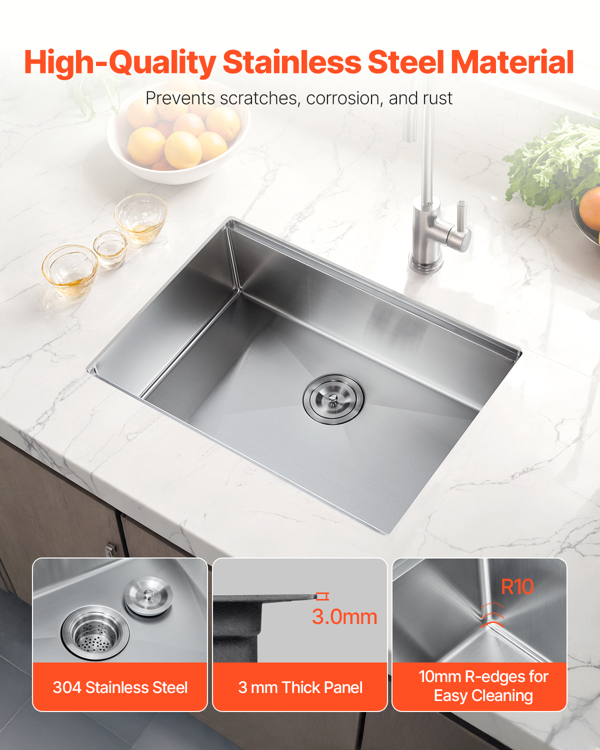 Drop in Undermount Kitchen Sink Single/Double Bowl Stainless 23"/27"/30"/32"/33" - Picture 53 of 86