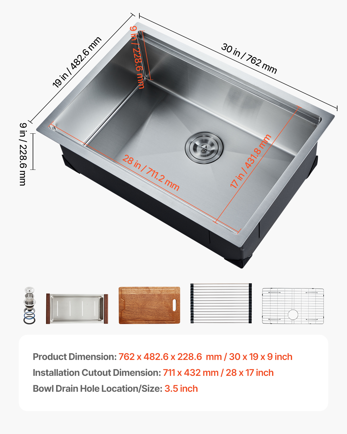 Drop in Undermount Kitchen Sink Single/Double Bowl Stainless 23"/27"/30"/32"/33" - Picture 57 of 86