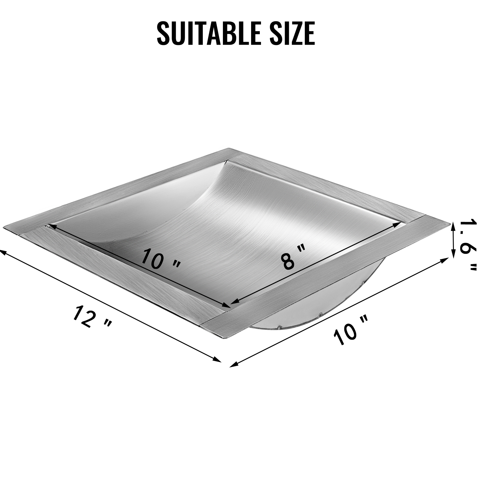 Stainless Steel Drop-In Deal Tray Brushed Finish d x 10" w 12" 