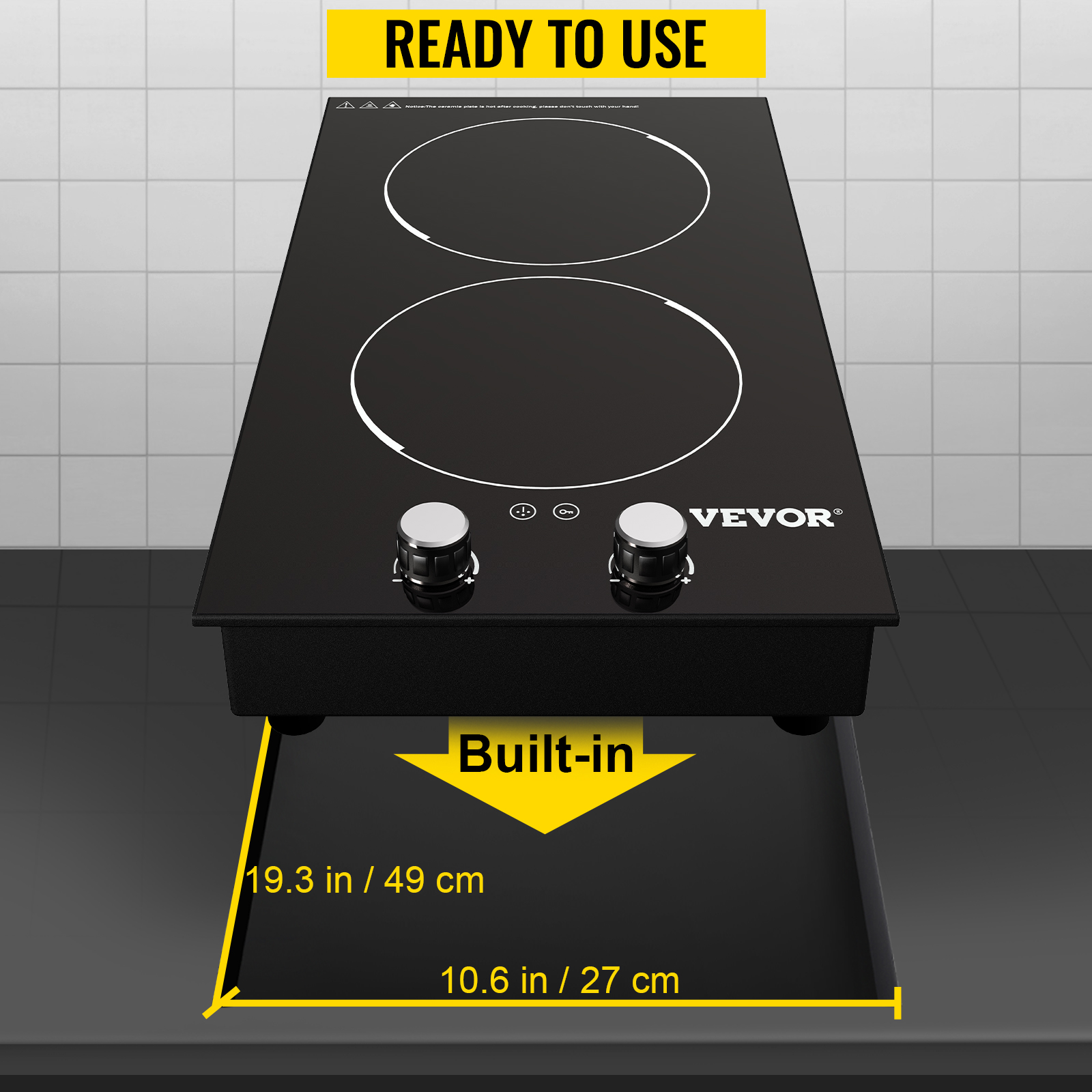 VEVOR Estufa eléctrica de inducción incorporada de 12 pulgadas, cocina  eléctrica de 2 quemadores, 9 niveles de potencia y control táctil del  sensor