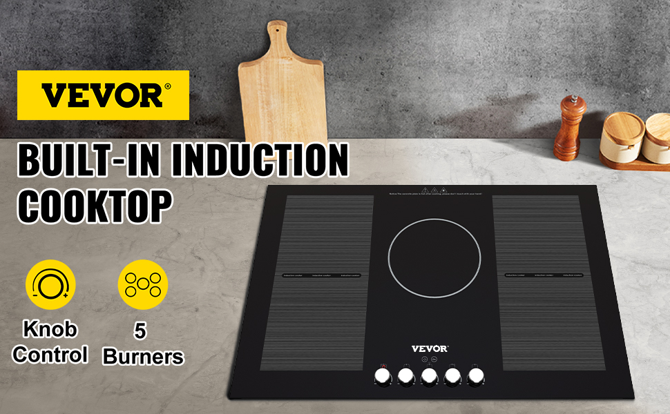 VEVOR Electric Cooktop 30 in. 5 Burners Induction Stove Top 9200 Watt  Built-in Magnetic Cooktop QRSDC5309200W1XJTV4 - The Home Depot