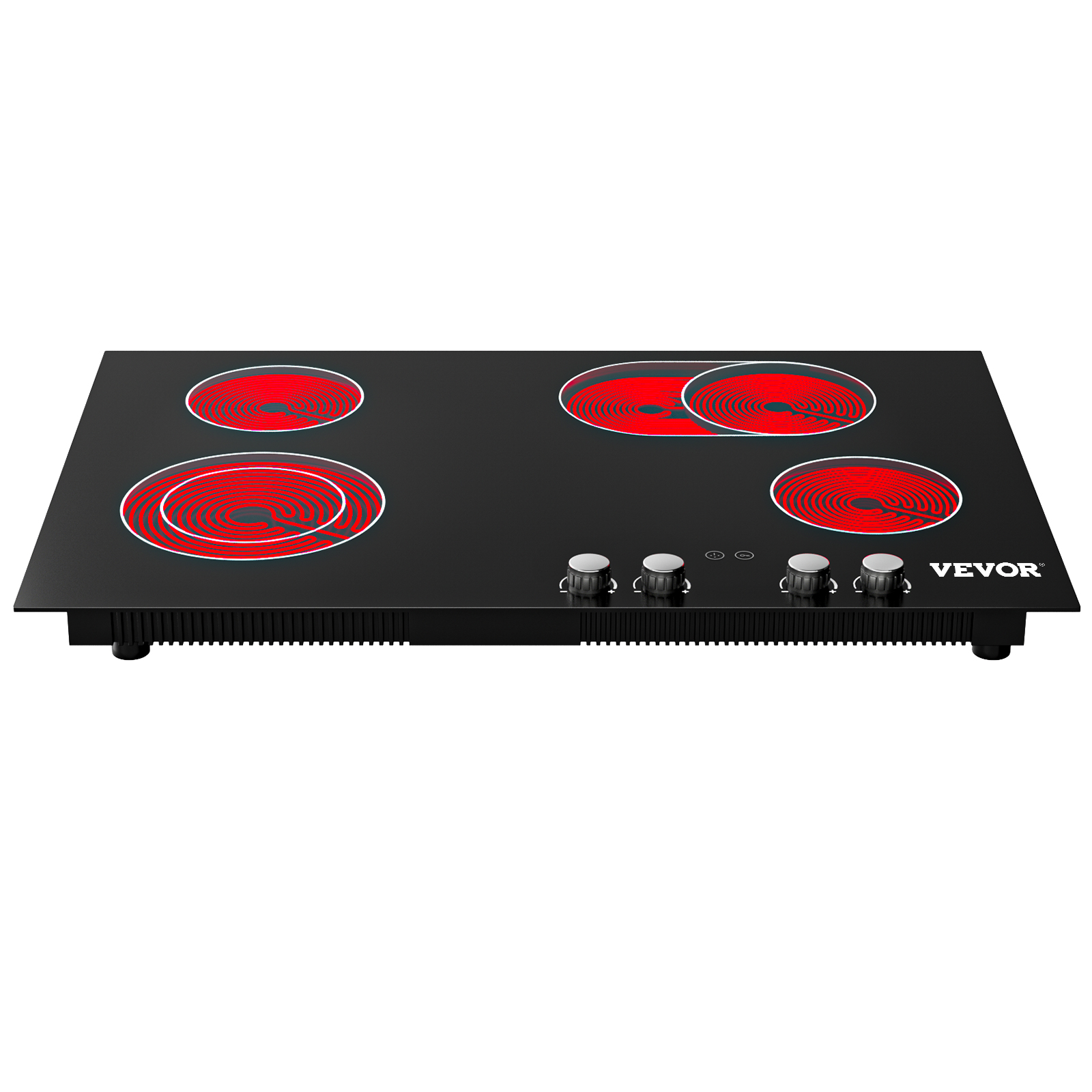 VEVOR Built in Electric Stove Top, 11 inch 2 Burners, 220V Ceramic Glass  Radiant Cooktop with