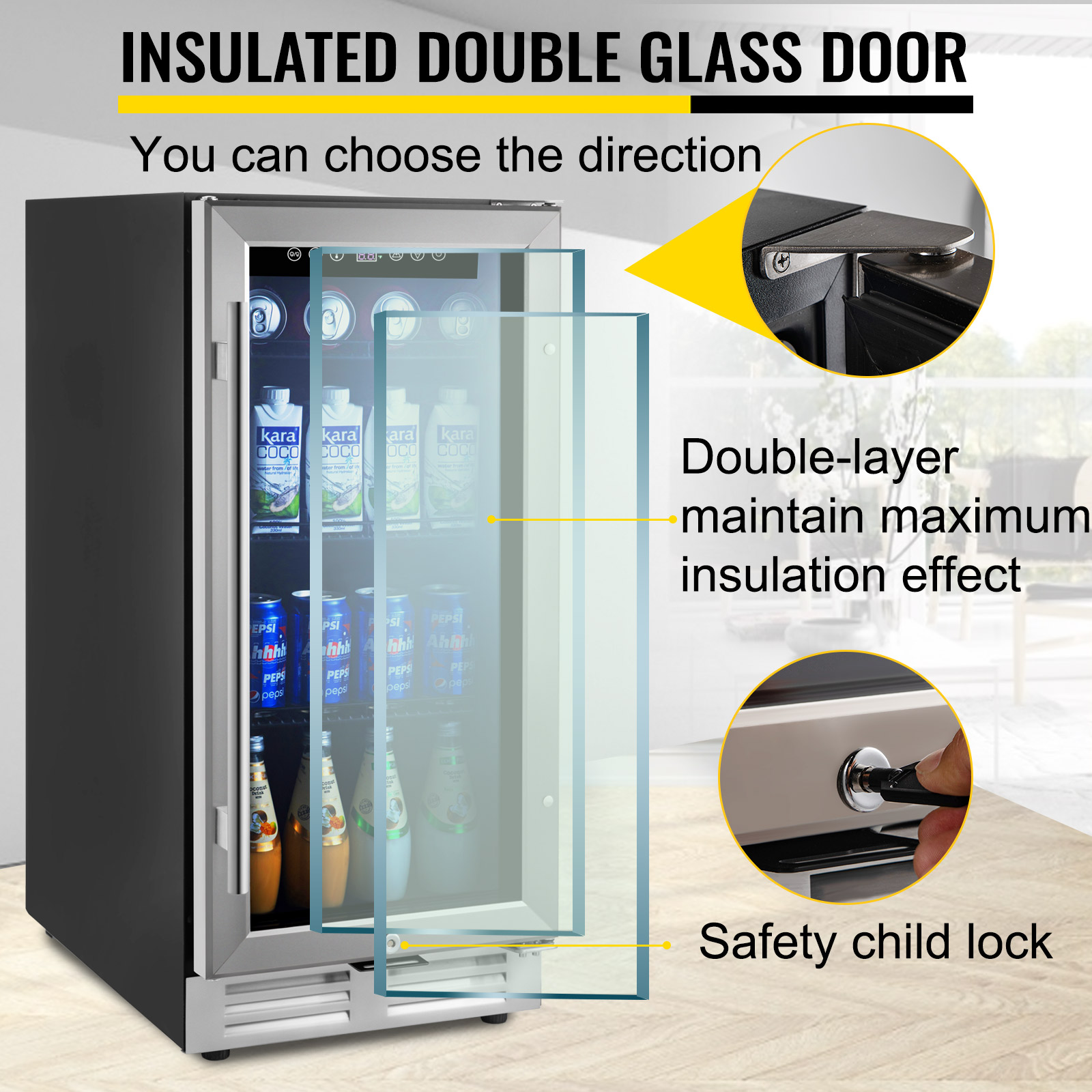 VEVOR 24'' Builtin Beverage Cooler, Stainless Steel Beverage