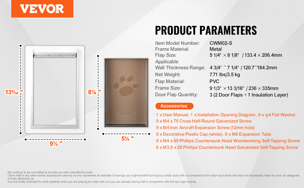 thumbnail image 2 of Saintrygo Pet Door For Cats And Dog Cat Flap Door Interior Exterior Cat Weatherproof Pet 4-Way Rotary Lock For Cats Doggie Kittens, 8 X 8.6 Inches 2 of 9