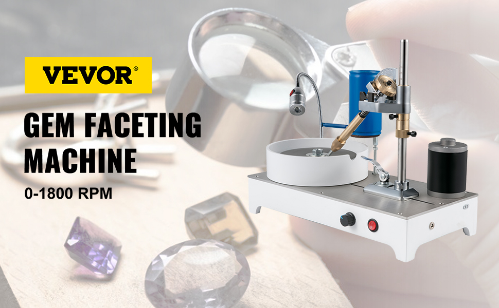 VEVOR Gem Faceting Machine, 2800RPM Jade Grinding Polishing Machine, 180W  110V Rock Polisher Jewel Angle Polisher, with Faceted Manipulator and 1 Bag  of Triangle Abrasive for Jewelry Polisher