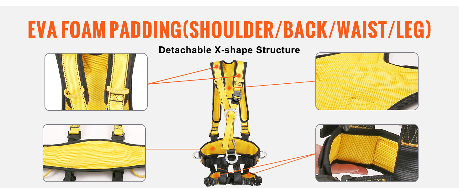 KStrong Full Body Safety Harness With 3 D-Rings – Back Support Belt & Shoulder Pads – S-M To XL-2XL Sizes