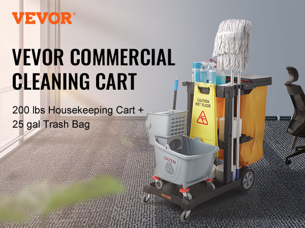 Housekeeping Cart/Lodging Hotel Large Locking Three Shelf Commercial  Premium Housekeeping Cart with Hanging Bags Commercial Housekeeping Janitor  Cart