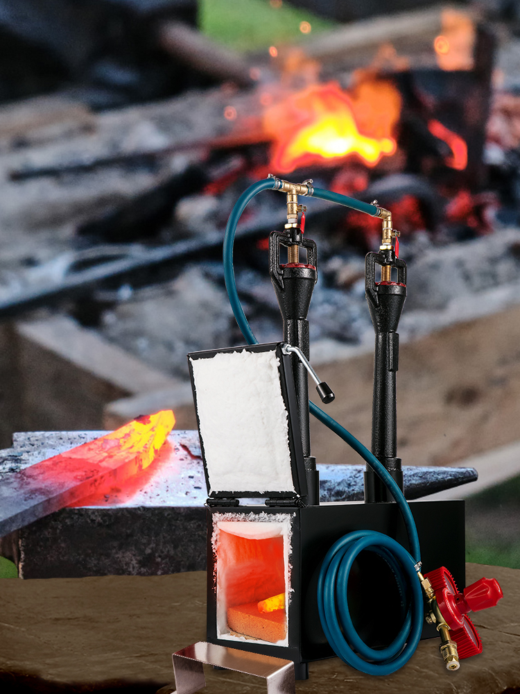 Propane Gas Forge Burner Furnace Knife Making Foundry Blacksmith  1Door+2Burner