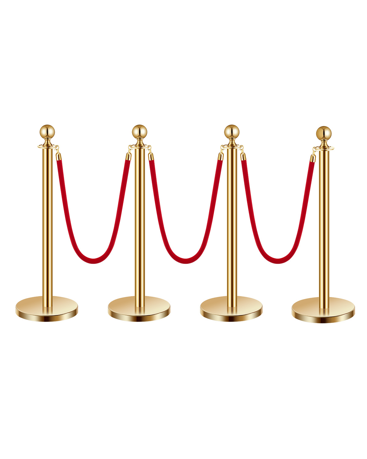 4-8 Pcs Gold Stanchion Post 2/3/4/6 Ropes/Belts Sand Injection Hollow Base