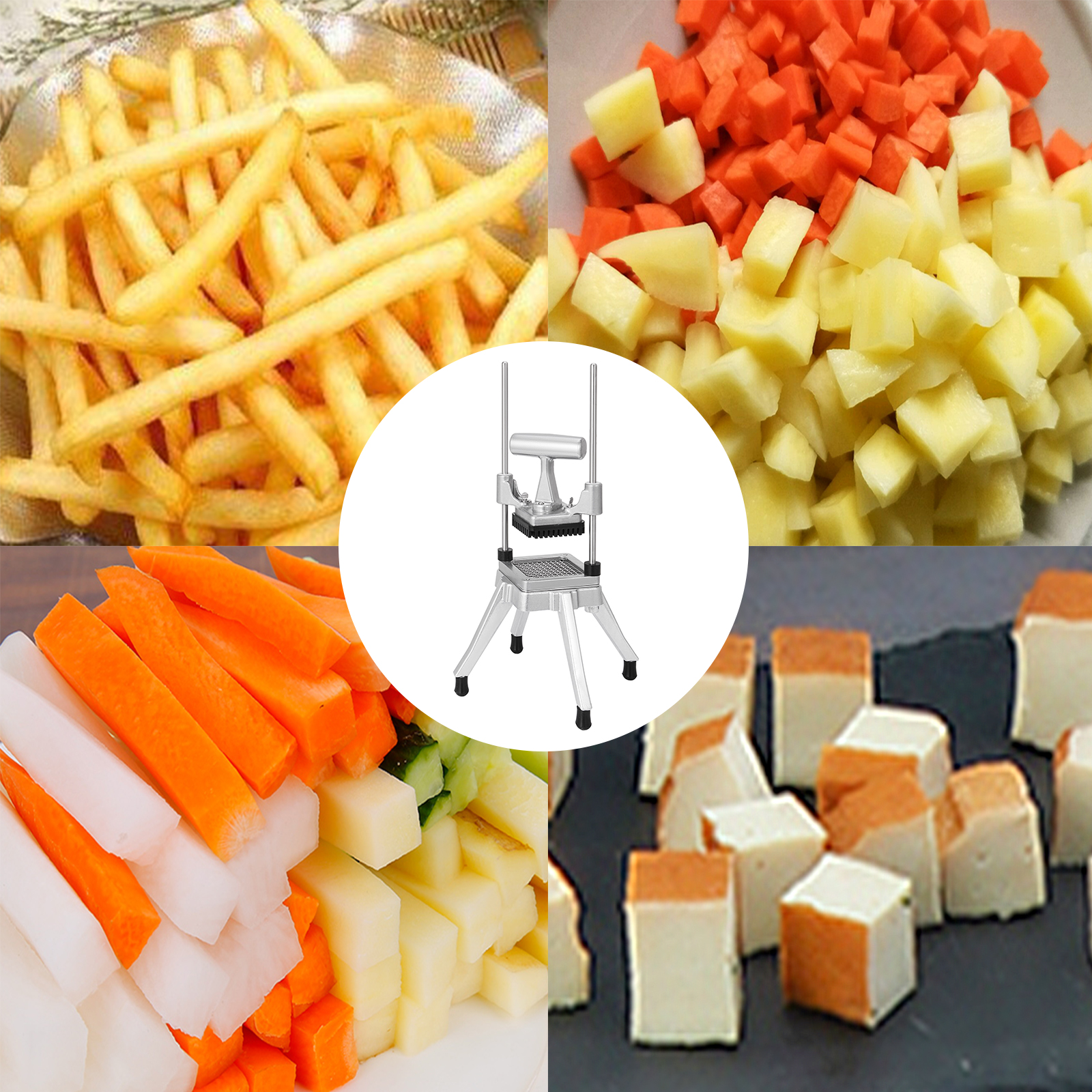 VEVORbrand Commercial Vegetable Fruit Chopper 3/8in Blade Heavy Duty  Professional Food Dicer Kattex French Fry Cutter Onion Slicer Stainless  Steel for