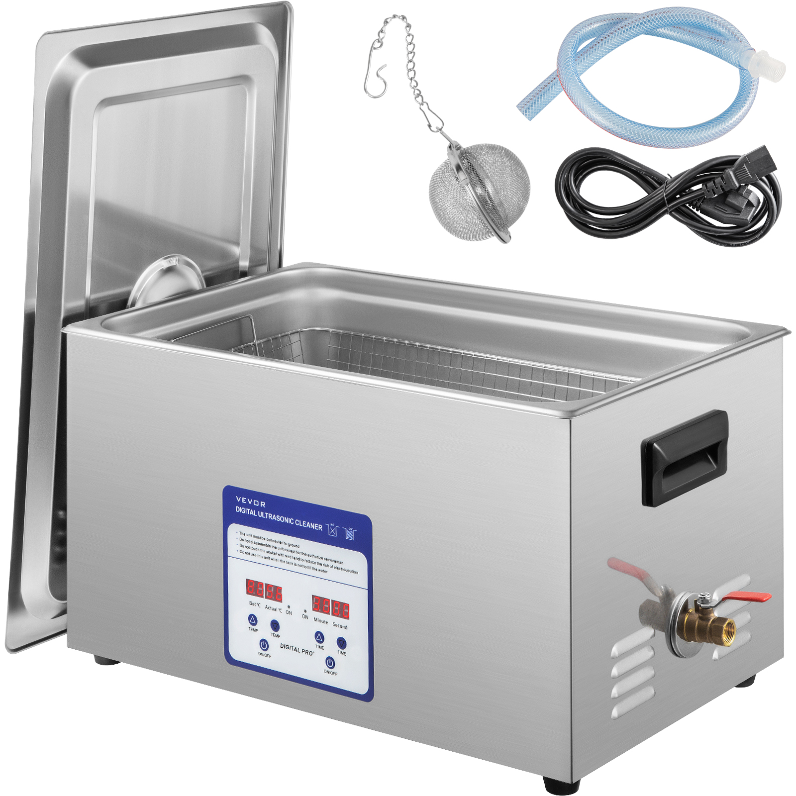 VEVOR Nettoyeur à ultrasons numérique 30L Machine de nettoyage à ultrasons  40kHz Machine de nettoyage à