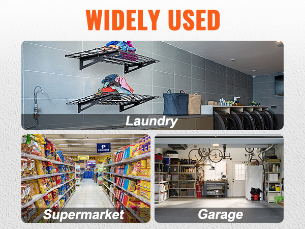 VEVOR Garage Storage Shelving, 2 Pack, 4 x 1 ft Heavy Duty Garage Shelves Wall Mounted, 400 lbs Load Capacity(Total) Garage Storage Rack Floating Shelves, Suitable for Shop, Shed, Garage Storage