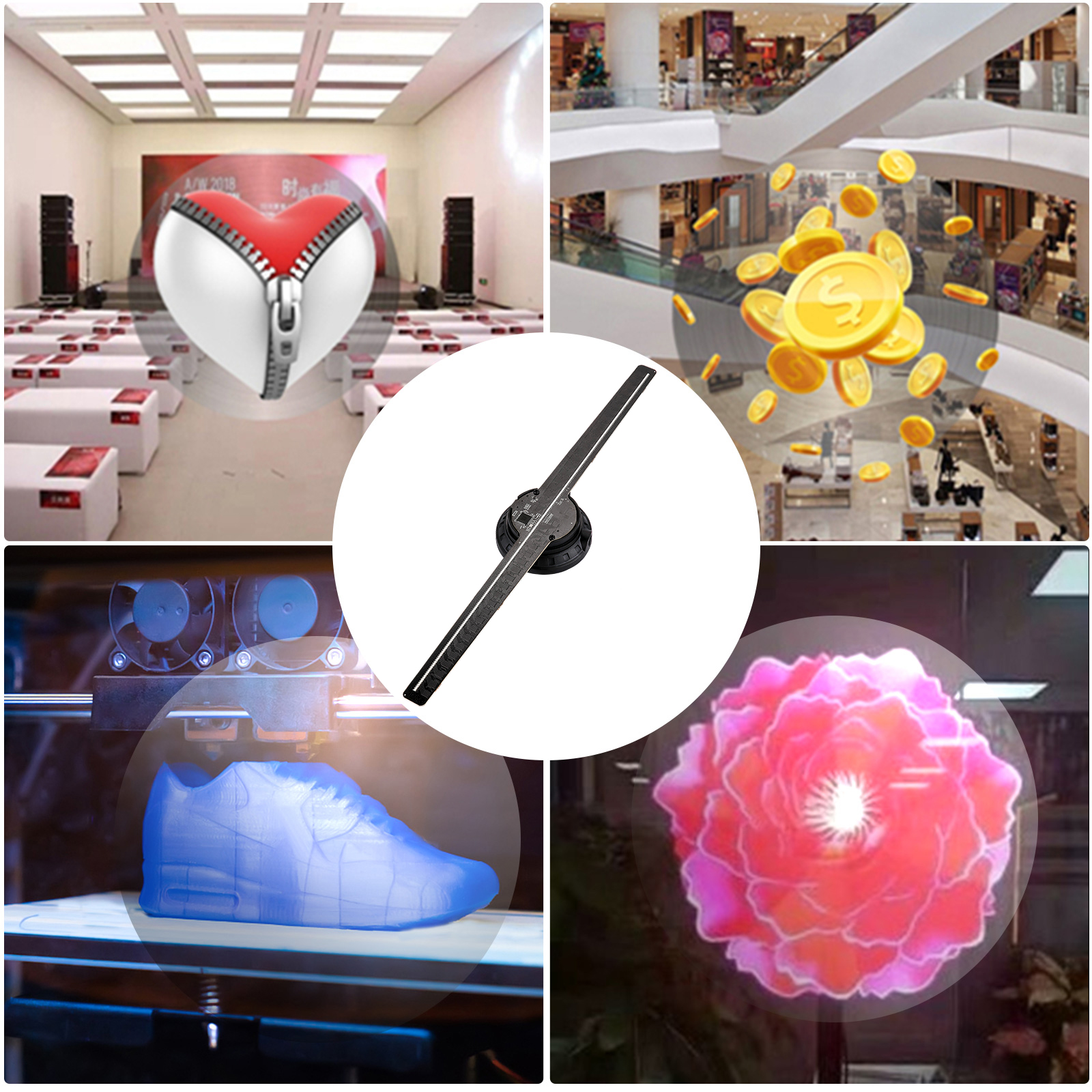 VEVOR 3D Hologramm Projektor LED Holographischer Anzeigen Fan 42cm Werbemaschine 