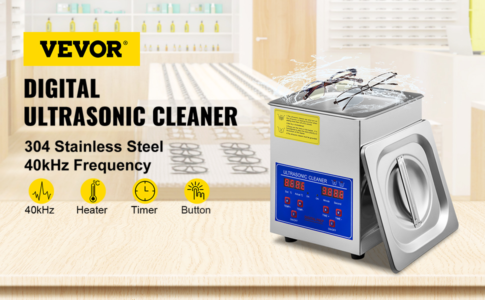 Ultrasonic Cleaner 1 L - 1.3 L Ultrasonic Parts Cleaner with Heater Timer