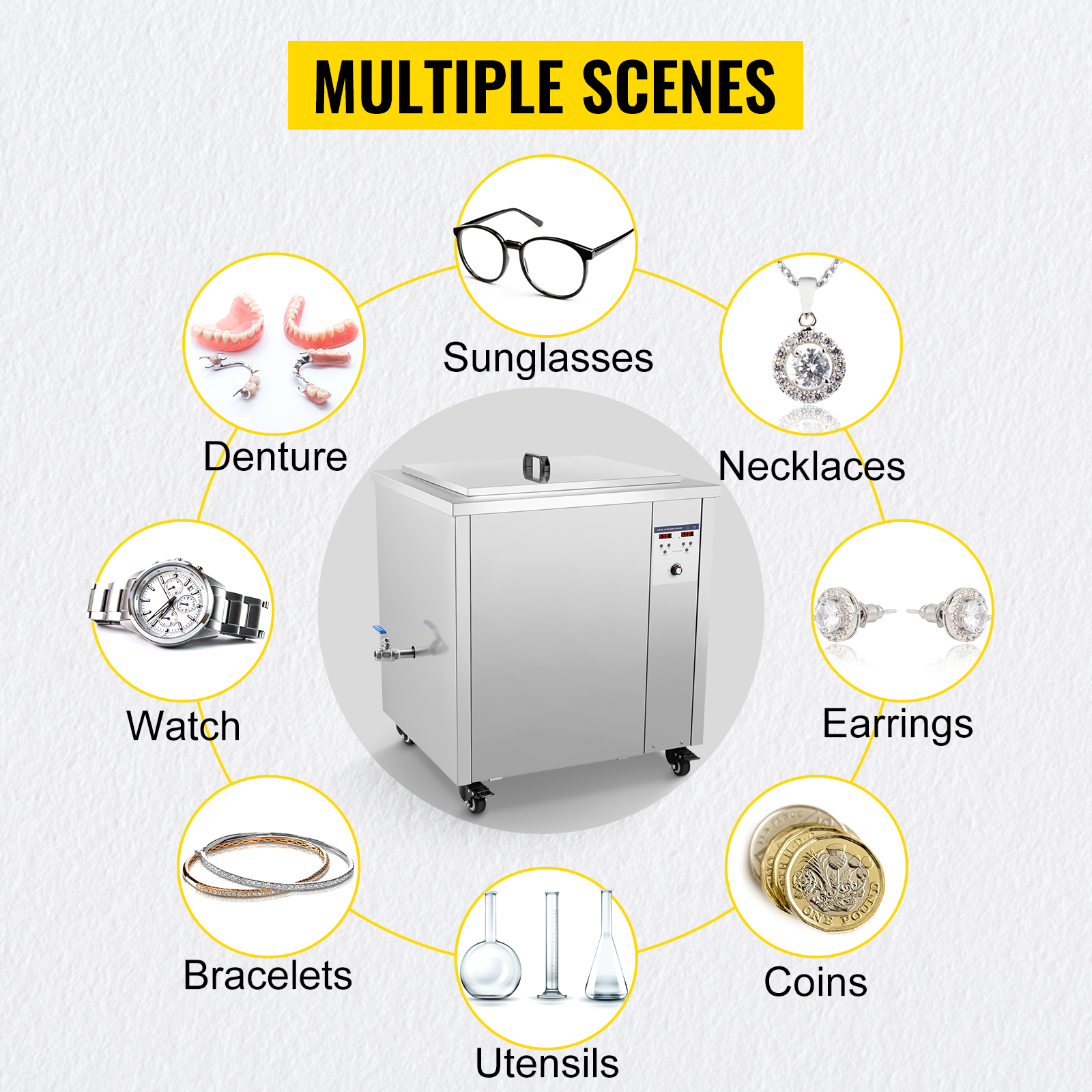 VEVOR Ultrasonic Cleaner 130L Lab Industrial Ultrasonic Cleaners Ultrasonic Parts Cleaner Heater