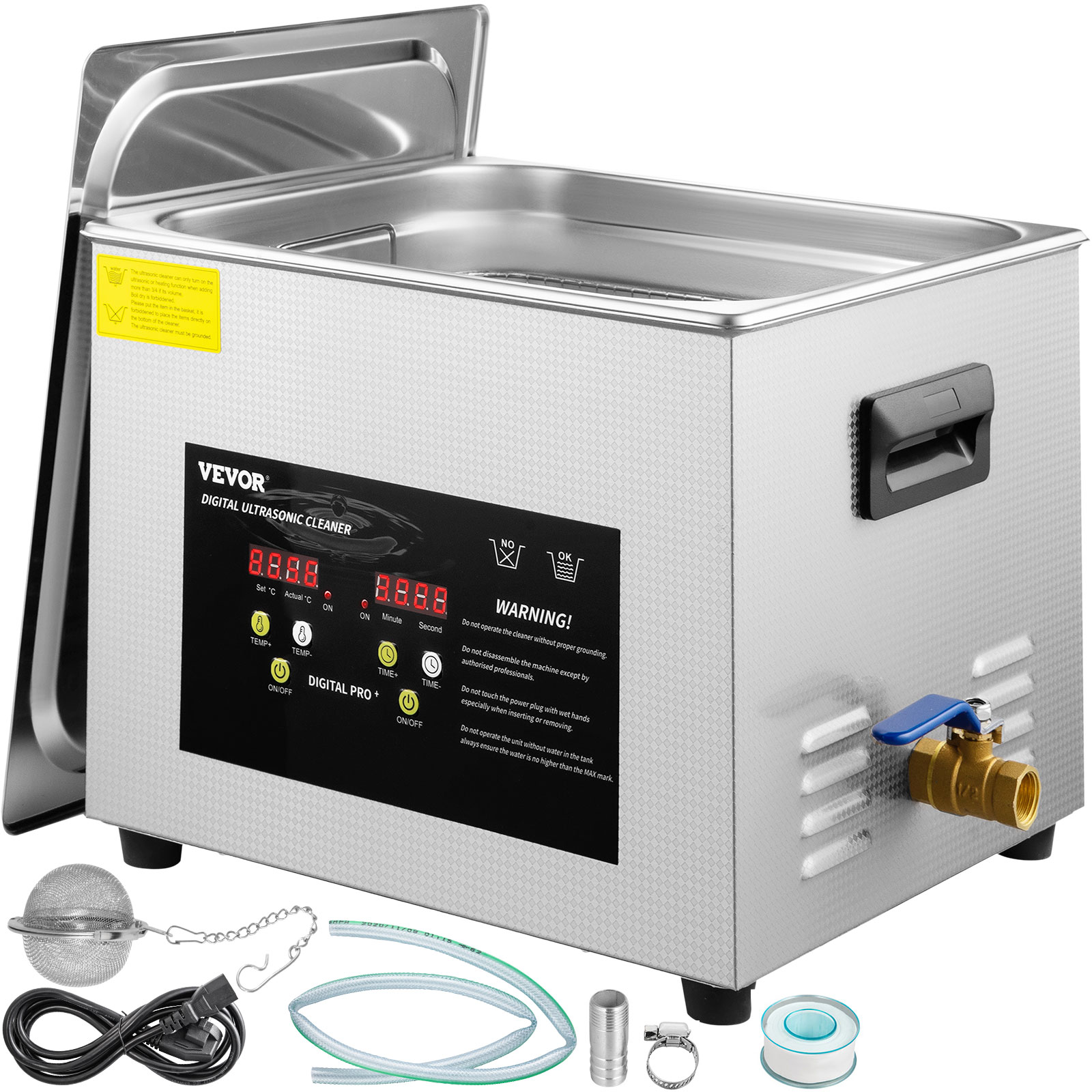 VEVOR Limpiador ultrasónico VEVOR Máquina de limpieza por ultrasonidos  500ML Blanco para joyería