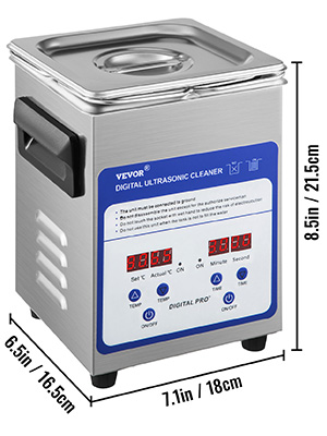 VEVOR 316 Stainless Steel 2L Ultrasonic Cleaner Industry Digital Heated w/ Timer