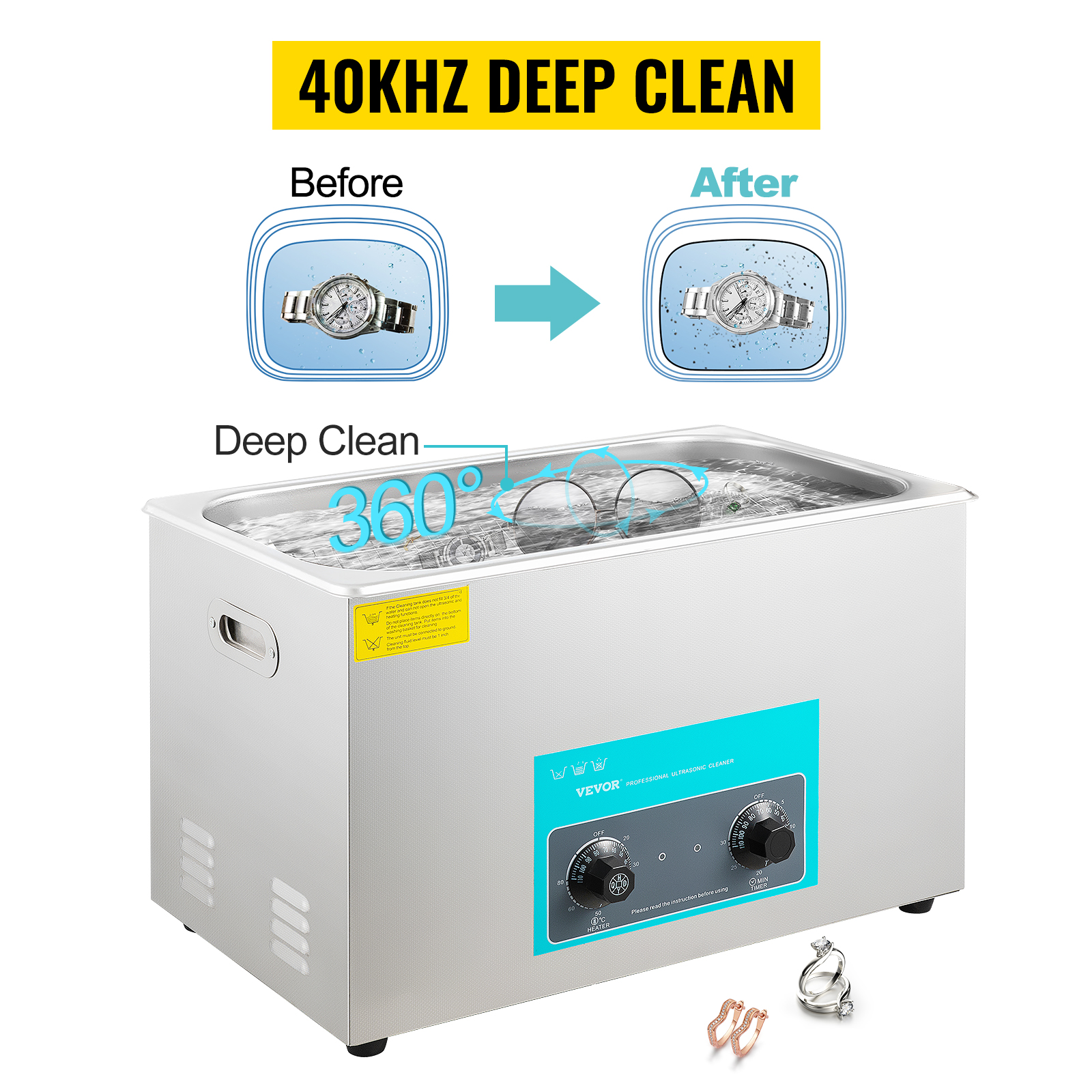 Dropship VEVOR Ultrasonic Cleaner 30L Ultrasonic Cleaner For Cleaning  Eyeglasses Dentures Commercial Industrial Ultrasonic Cleaner With Digital  Heater Timer And Cleaner Basket (30 Liter) to Sell Online at a Lower Price