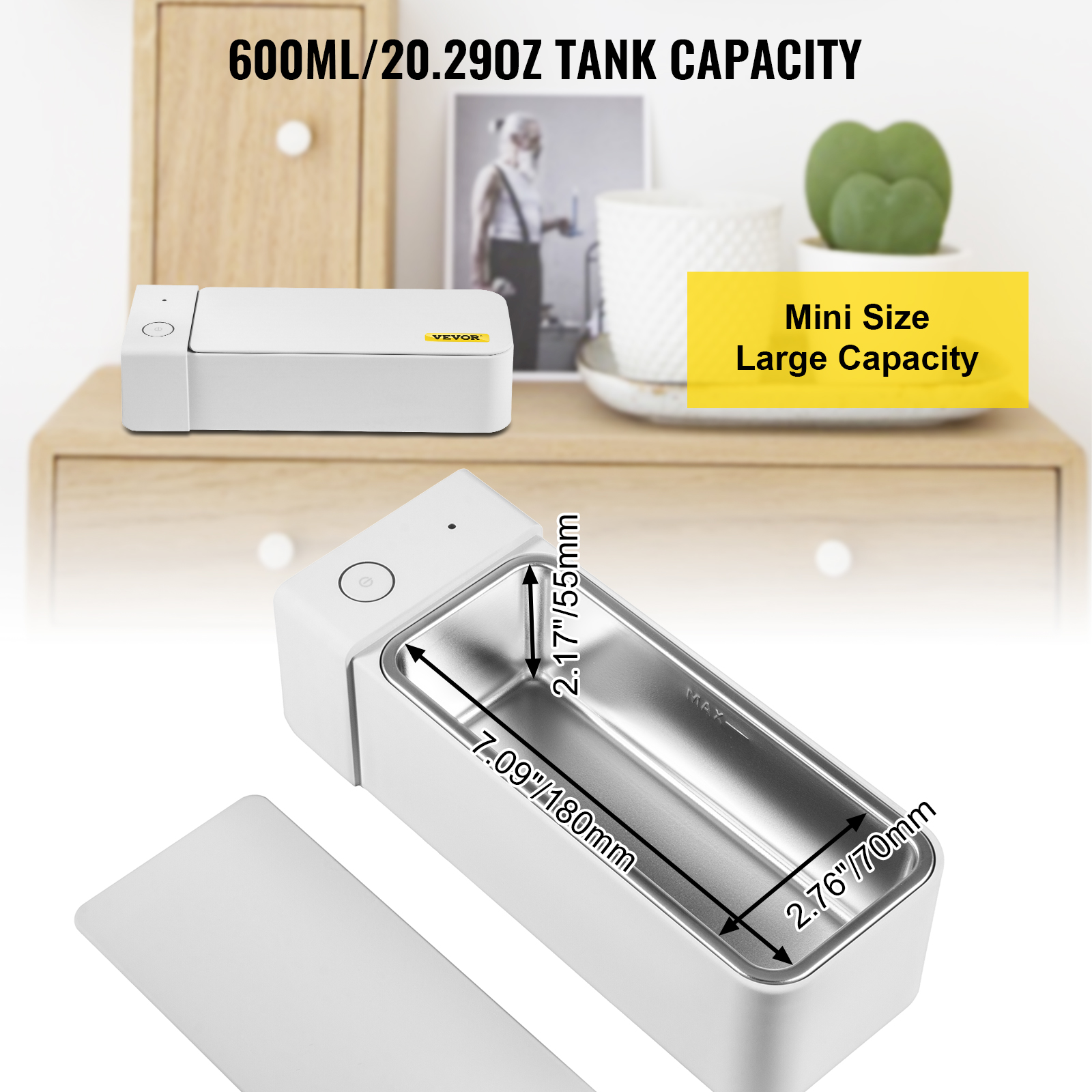 VEVOR VEVOR Ultrasonic Cleaner 600ml MK186 Jewelry Cleaner Clean Eye