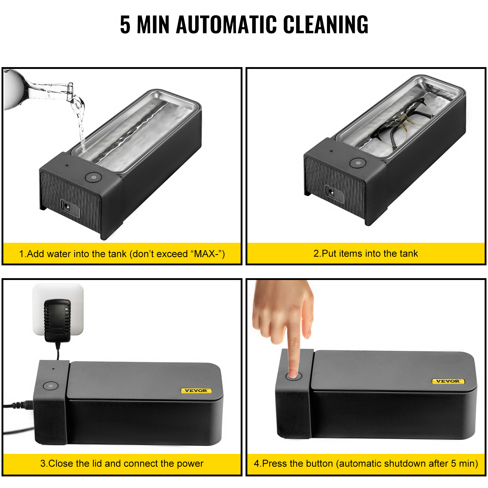 VEVOR VEVOR Ultrasonic Cleaner 600ml MK186 Jewelry Cleaner Clean Eye