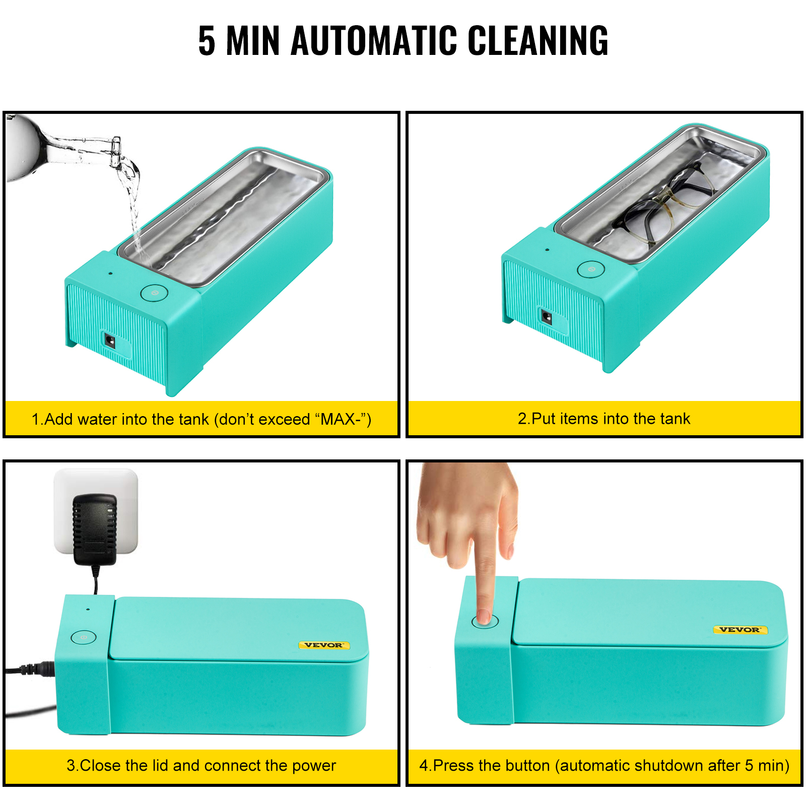 VEVOR VEVOR Ultrasonic Jewelry Cleaner Ultrasonic Eyeglass Cleaner 600