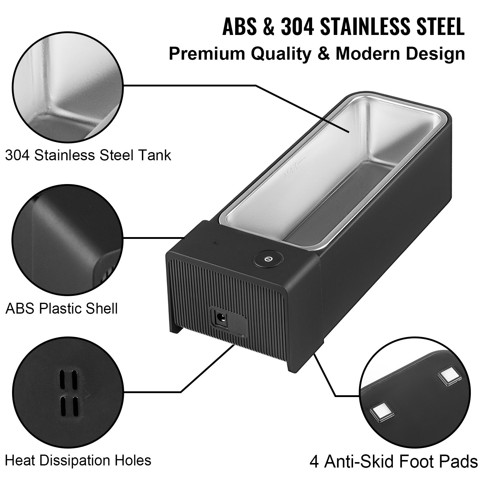 VEVOR Ultrasonic Jewelry Cleaner 600ml/20.29oz Ultrasonic Eyeglass