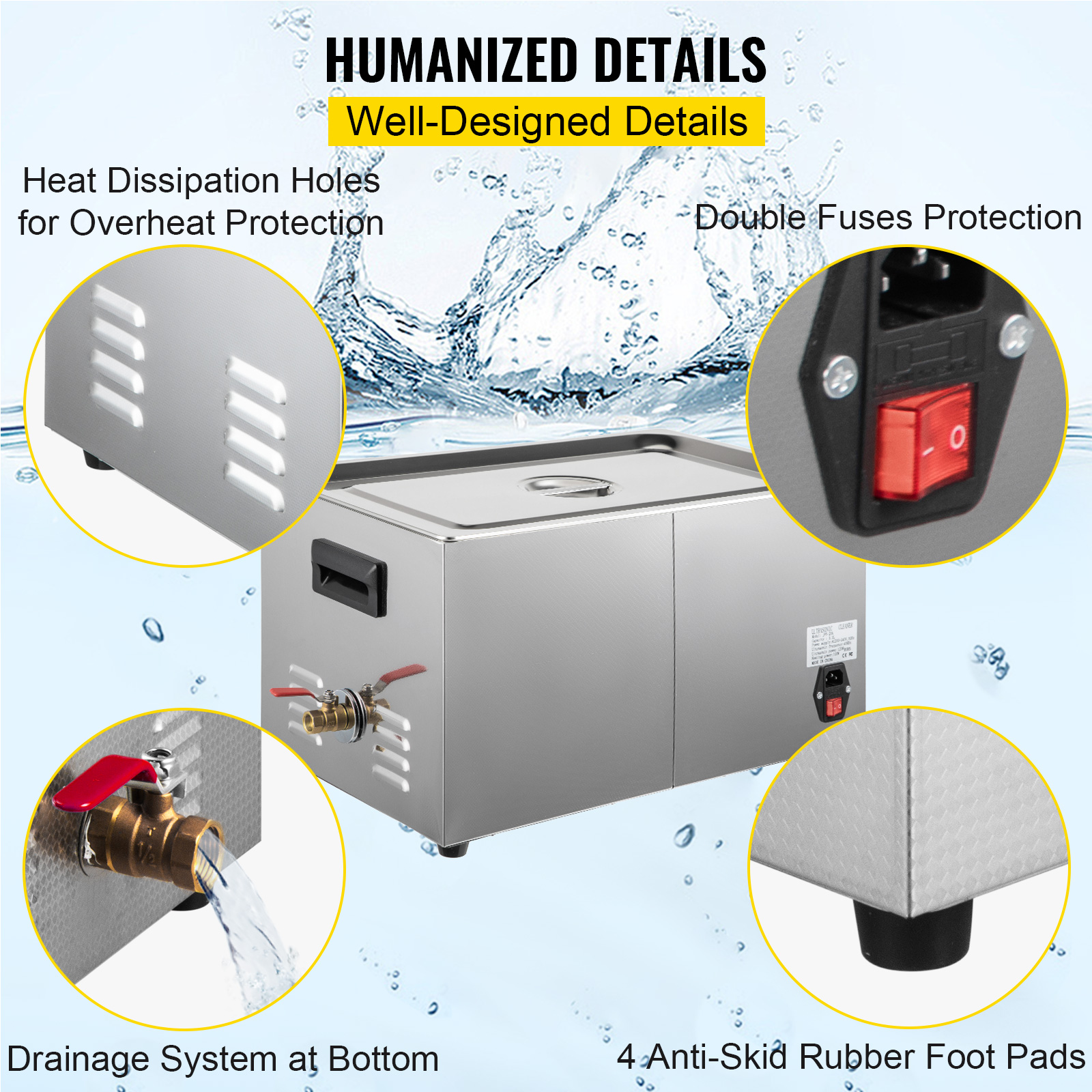 Vevor Digital Ultrasonic Cleaner Ultrasonic Cleaning Machine 22l ...