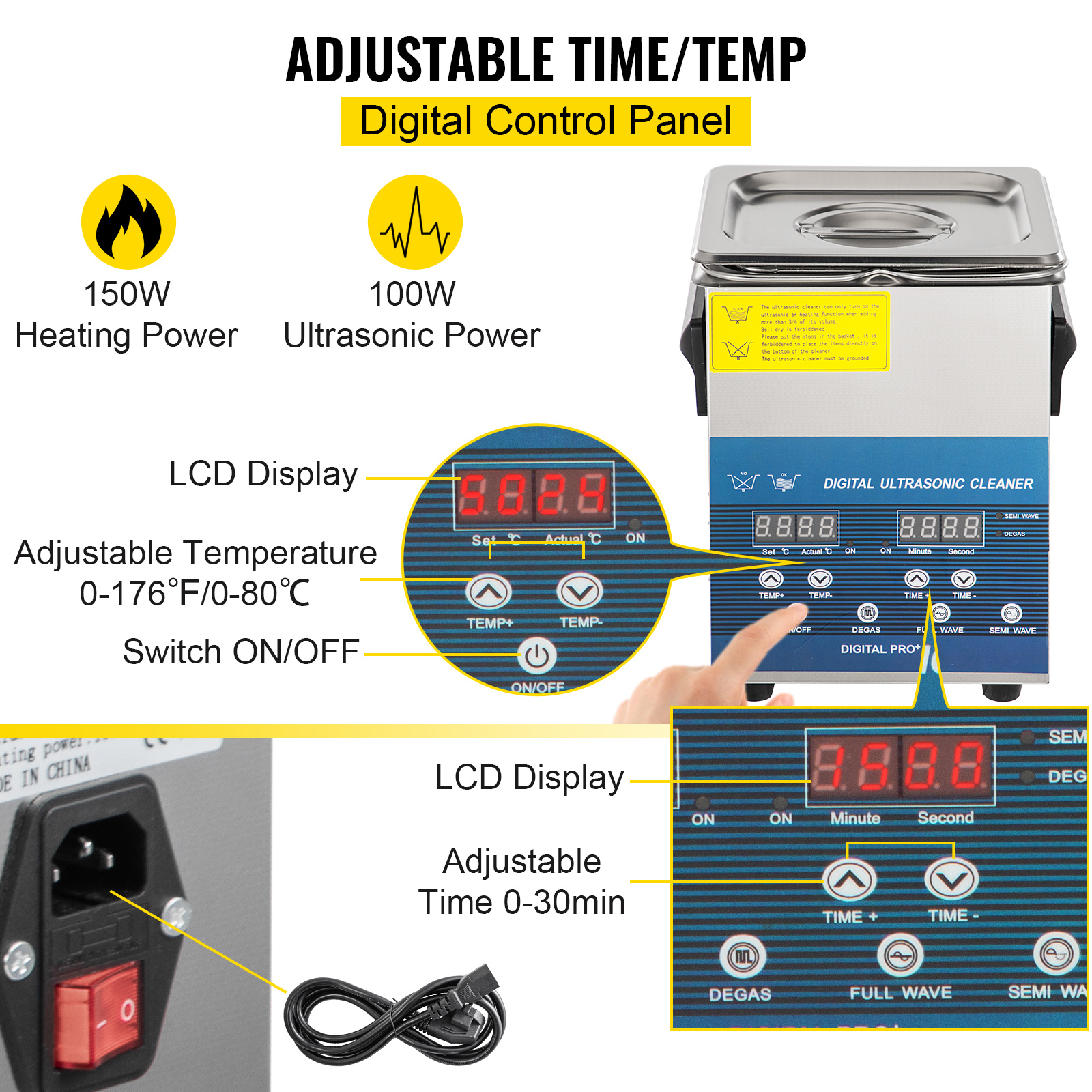 VEVOR VEVOR 2L Ultrasonic Cleaner Cleaning Equipment Industry Heated W