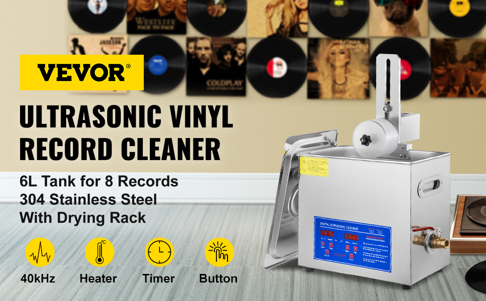 Ultrasonic Vinyl Record Cleaner Ultrasonic Cleaner 6L Record Cleaning Machines 