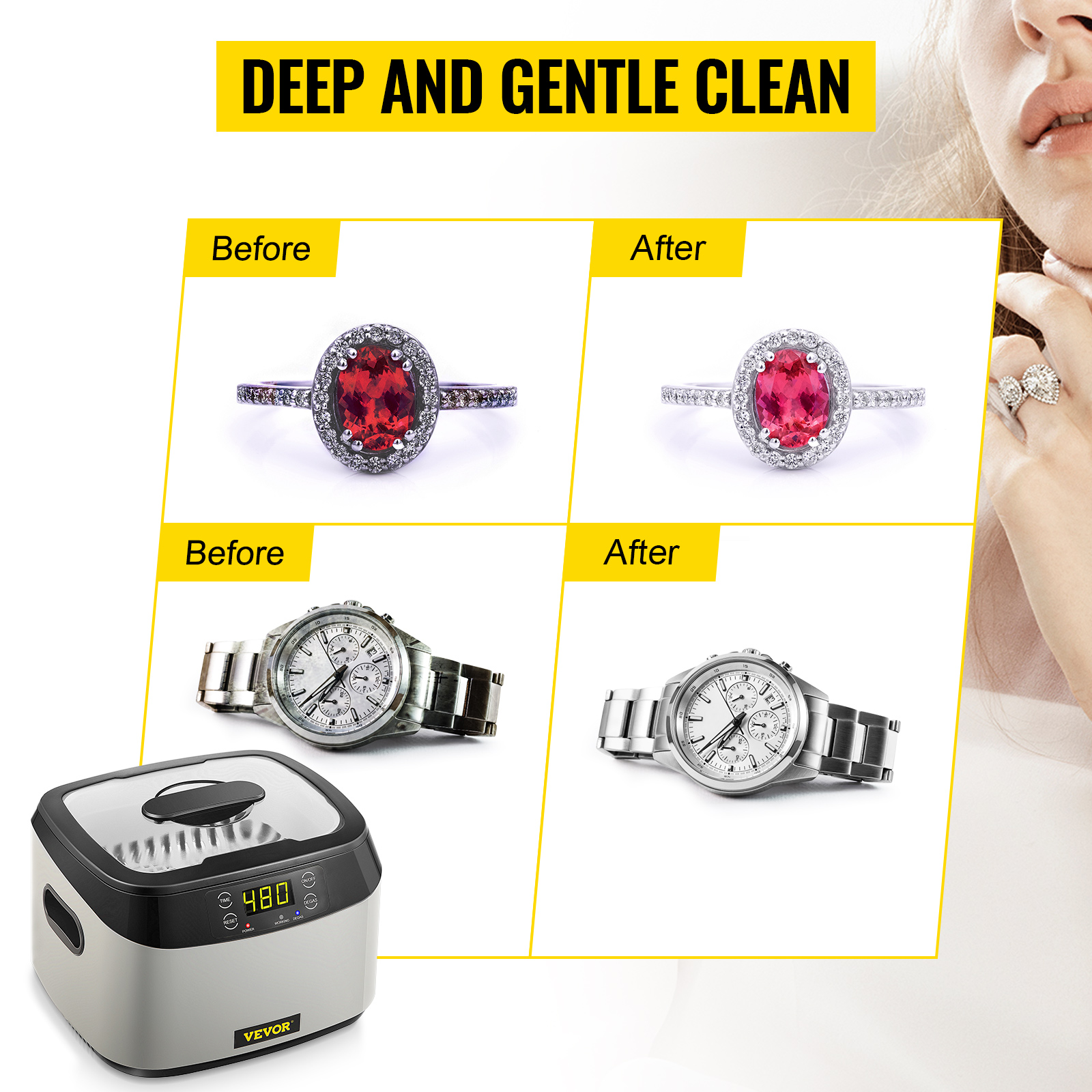 VEVOR VEVOR Ultrasonic Machine, 1.2L Ultrasound Cleaner Machine, 40KHz  Diamond Cleaner, 4 Buttons Jewelry Cleaner Machine, 70W Professional  Ultrasonic Cleaner for Jewelry, Eyeglasses, Watches, Coins, Rings