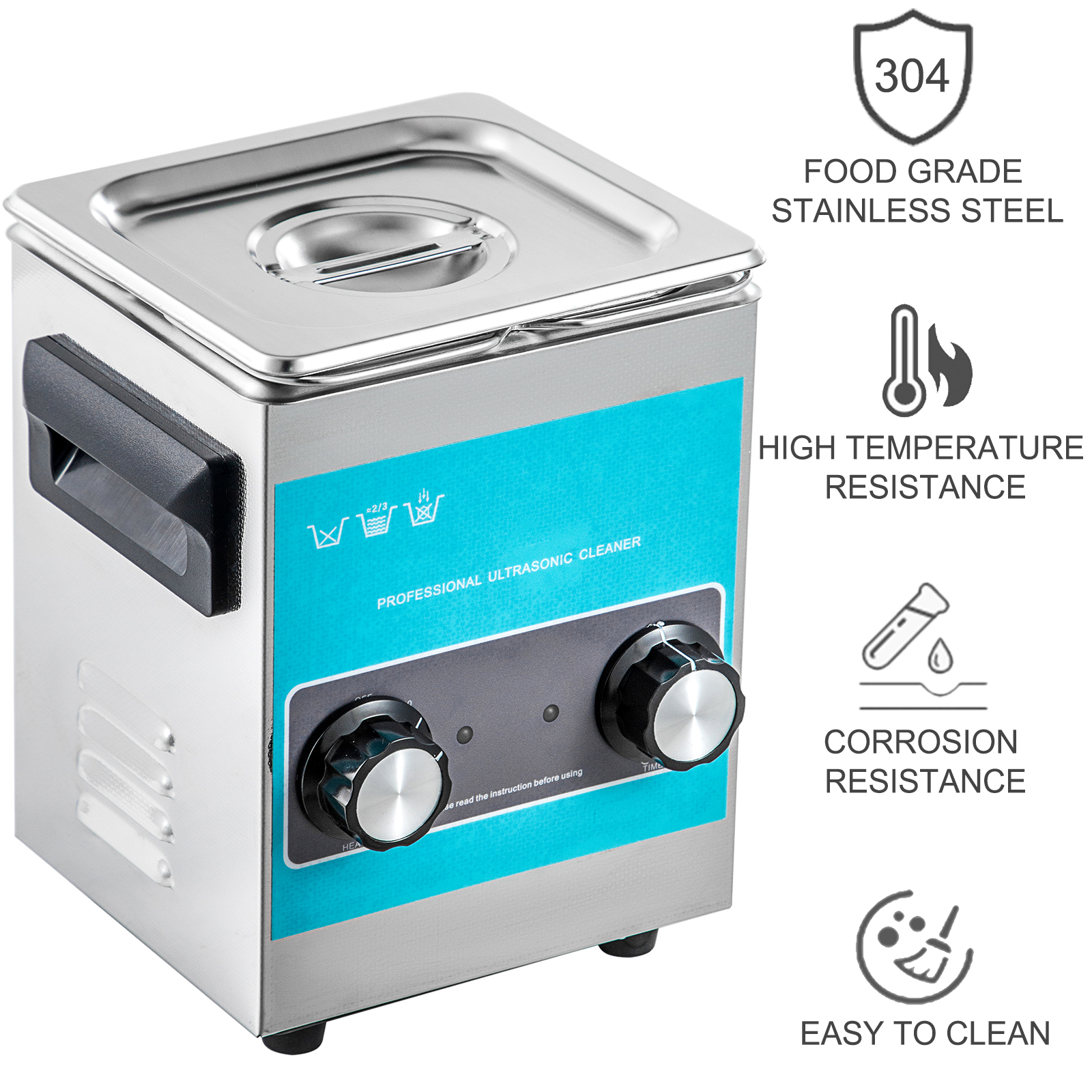 VEVOR 2L 3L Knob Ultrasonic Cleaner with Heater Mini Portable Washing Machine