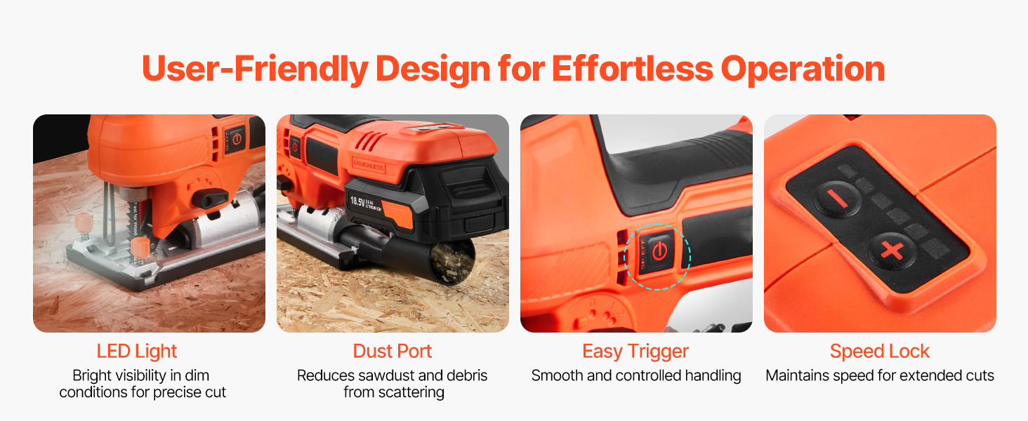 LED light and dust extraction feature