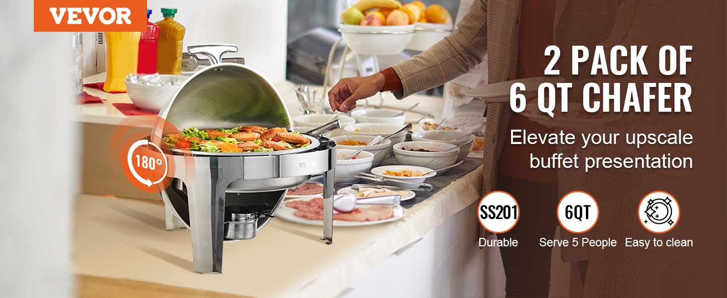 VEVOR 4 qt. Chafing Dish Buffet Set Stainless Steel Chafer with 2 Full Size  Pans Round Catering Warmer Server (2-Piece) YXKCLJTYX24QTKHZ6V0 - The Home  Depot