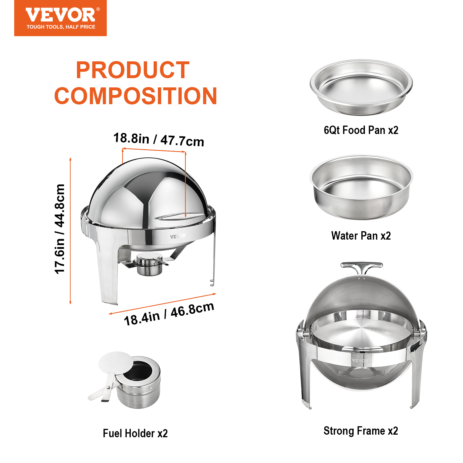 9Qt Stainless Steel Chafer Chafing Dish Sets Catering Food Warmer Buffet Set - Picture 93 of 98