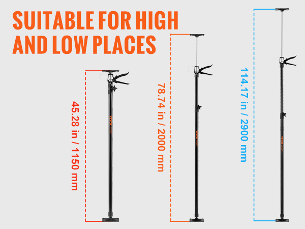 VEVOR Adjustable Support Pole, 2 Pcs 66 lbs Capacity 3rd Hand Support System, 45.2 in - 114.17 in Telescoping Support Pole, with Storage Bag, for Cabinet Jacks, Cargo Bars, Drywalls, Tire Jack