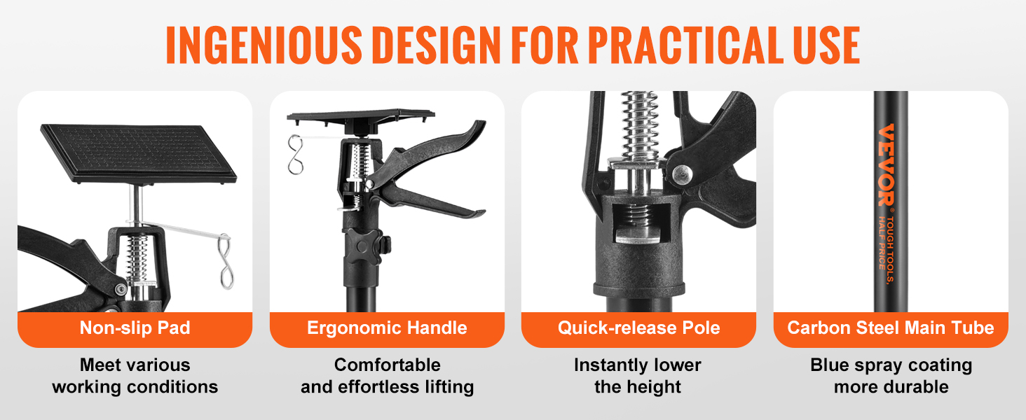 VEVOR Adjustable Support Pole, 2 Pcs 66 lbs Capacity 3rd Hand Support System, 45.2 in - 114.17 in Telescoping Support Pole, with Storage Bag, for Cabinet Jacks, Cargo Bars, Drywalls, Tire Jack
