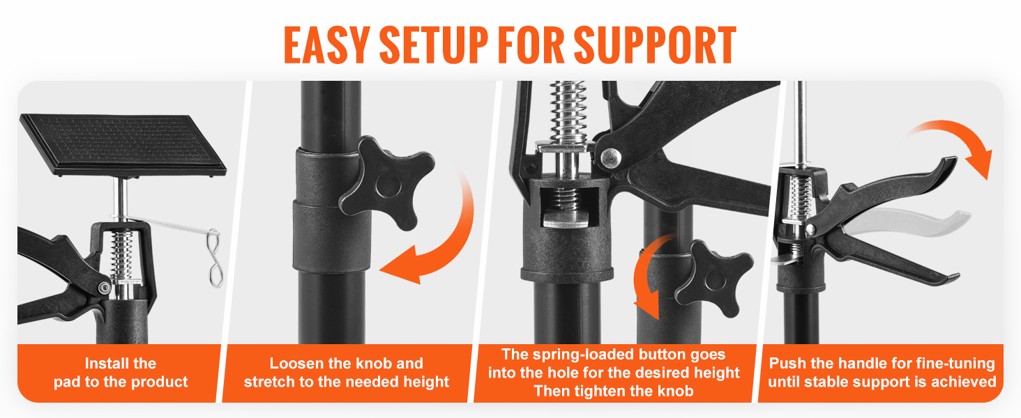 VEVOR Adjustable Support Pole, 2 Pcs 66 lbs Capacity 3rd Hand Support System, 45.2 in - 114.17 in Telescoping Support Pole, with Storage Bag, for Cabinet Jacks, Cargo Bars, Drywalls, Tire Jack