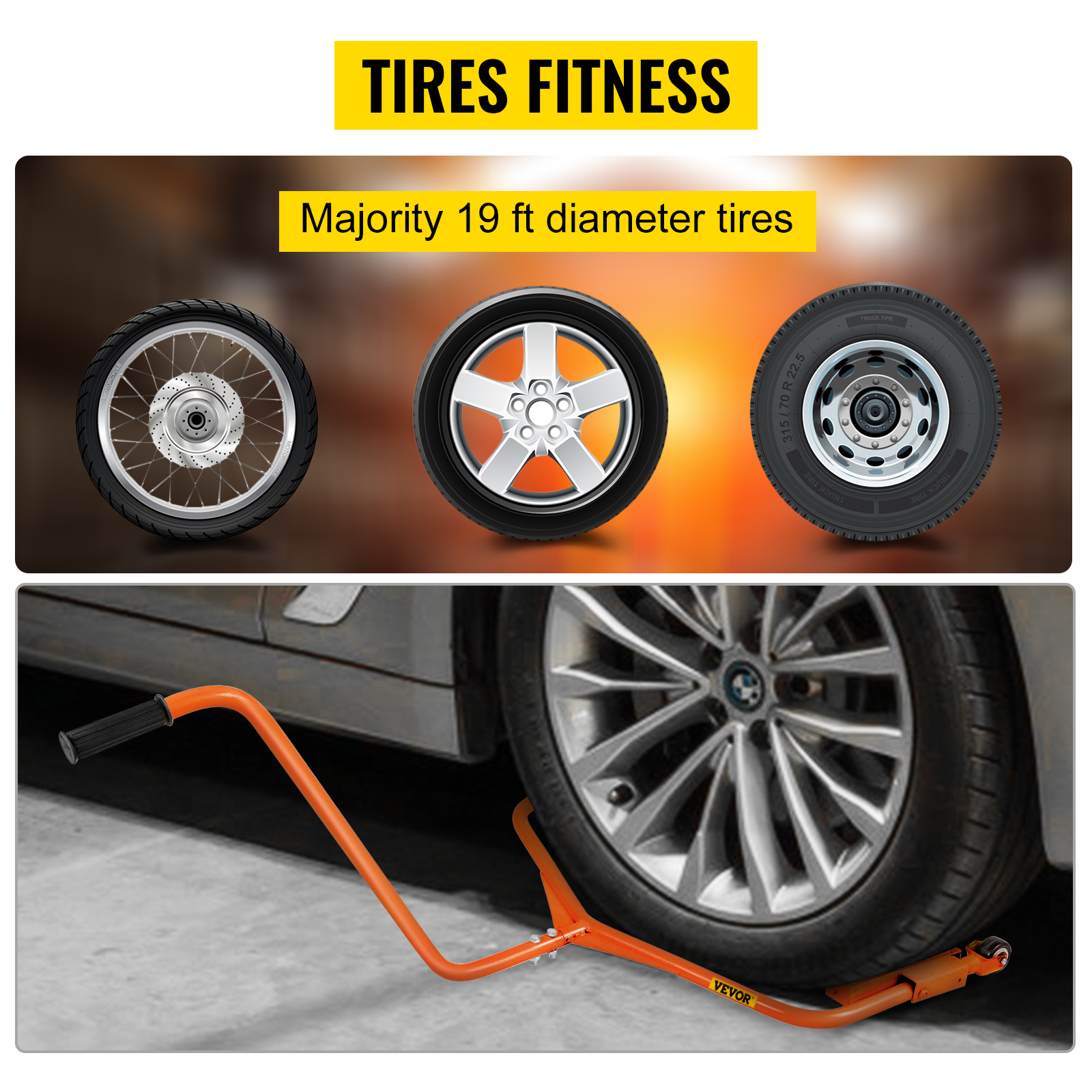 VEVOR Tire Dolly 280 LBS Load Capacity Wheel Dolly Truck Tire Wheel Dolly Heavy Duty Cart Easy to Use Tire Lifting Tool 