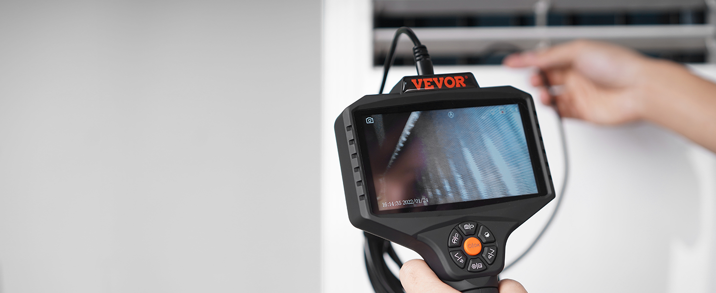 VEVOR 1920P HD Endoscope Camera With Light, 8 LED, 3m Semi-Rigid Cable, IP67 Waterproof Borescope For Android/iOS Inspection