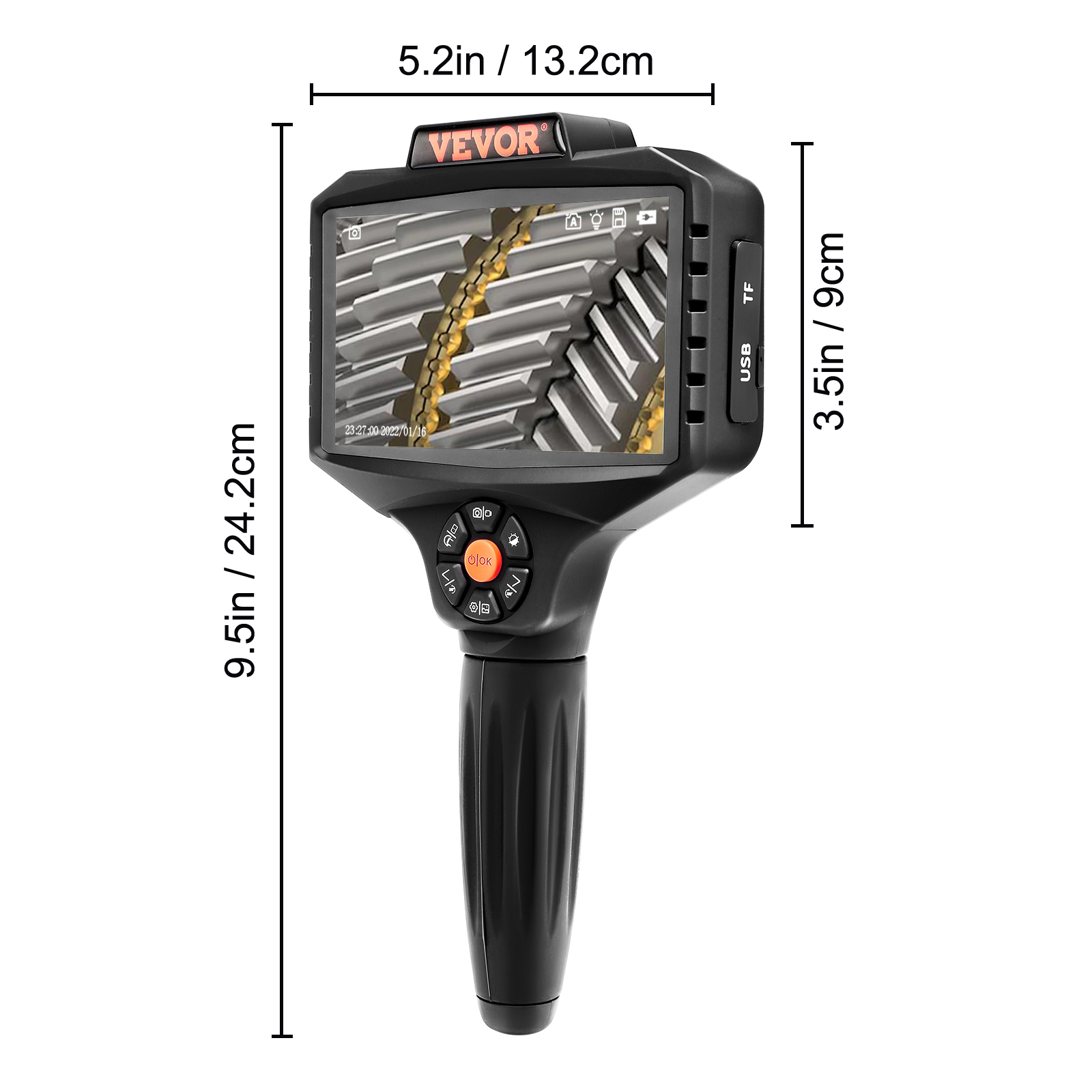 VEVOR Endoskopkamera Inspektionskamera 1080P Rohrkamera 5m Kabel 4,3" Display
